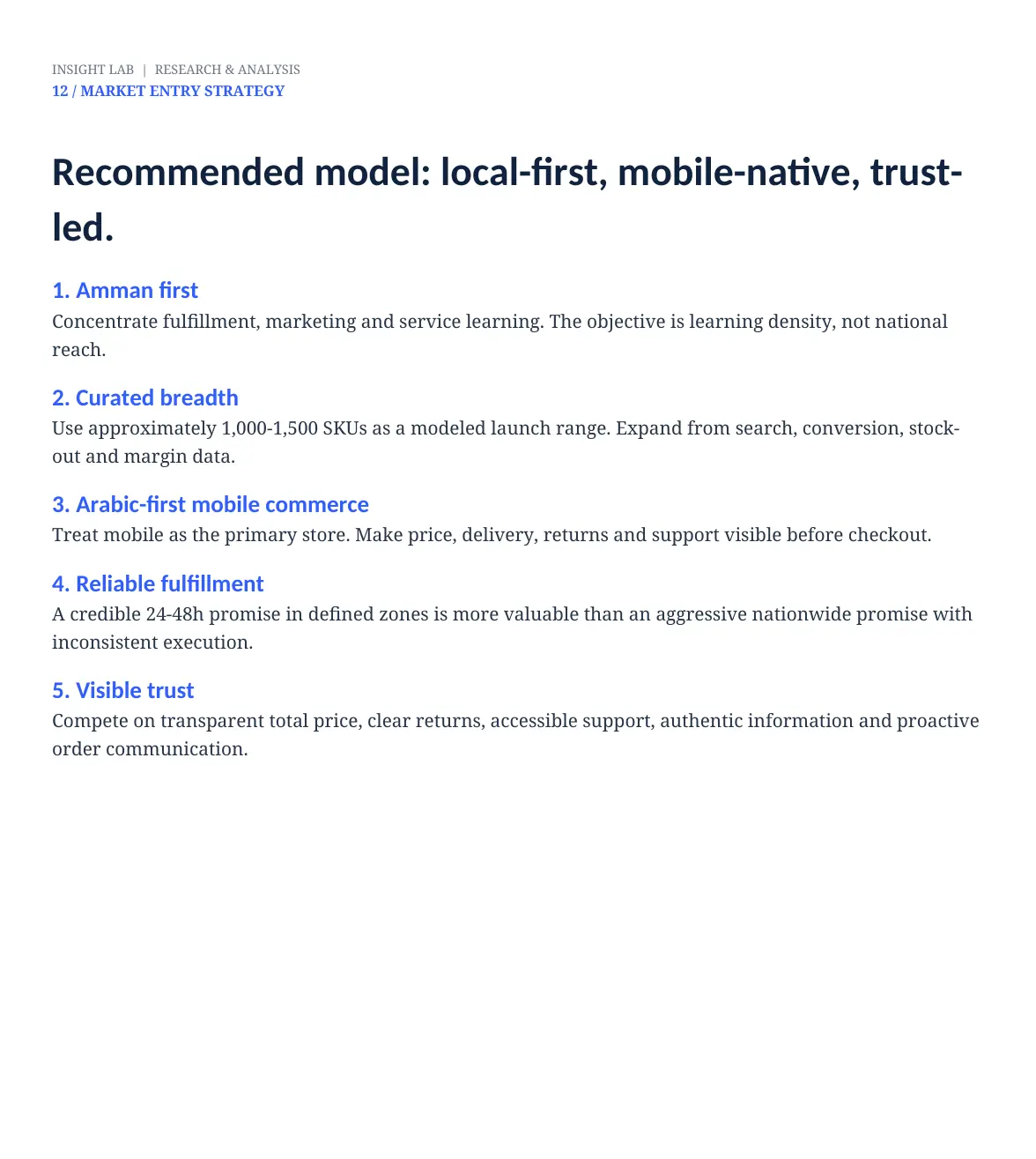 NOVA recommended market-entry model